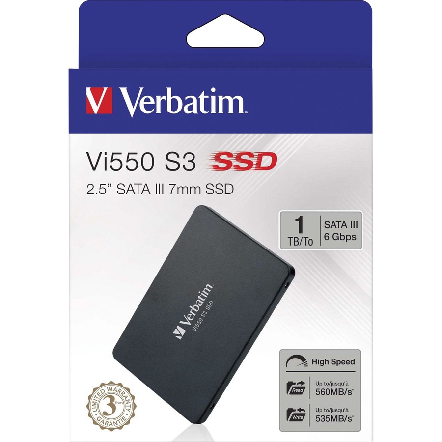 Verbatim Vi550 1 TB Solid State Drive - 2.5" Internal - SATA (SATA/600) - 480 TB TBW - 560 MB/s Maximum Read Transfer Rate - 3 Year Warranty - 1 Pack = VER70077