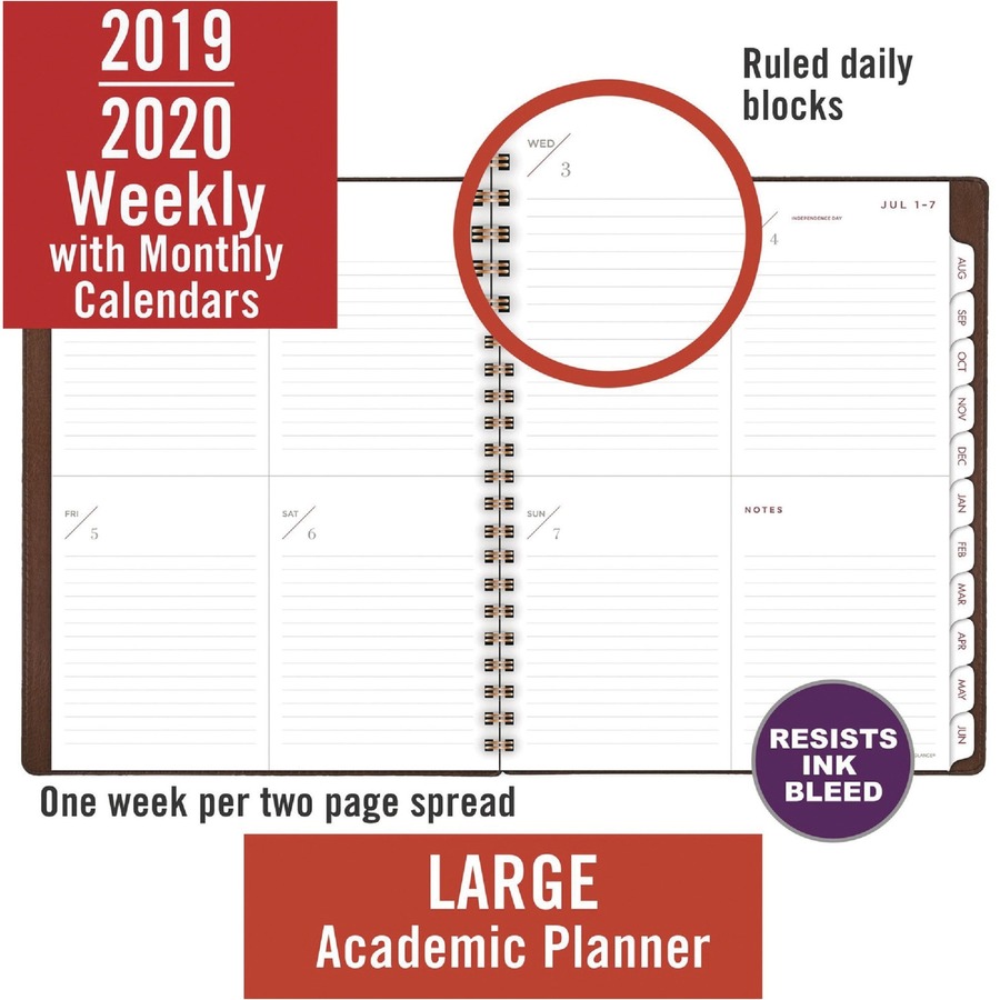 At-A-Glance Signature Collection Weekly/Monthly Planner - Academic/Professional - Julian Dates - Weekly, Monthly - 13 Month - July 2023 - July 2024 - 1 Week, 1 Month Double Page Layout - 8 3/4" x 11" Sheet Size - Brown - Bleed Resistant, Contact Sheet, No