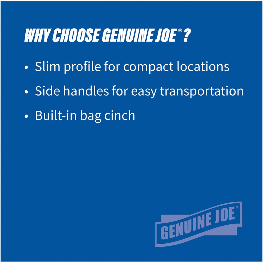 Genuine Joe 23-gallon Space-Saving Waste Container - 23 gal Capacity -  Rectangular - Handle - 30 Height x 20 Width x 11 Depth - Gray - 1 Each -  Reliable Paper