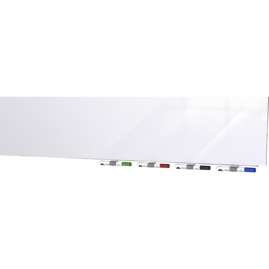 Ghent Aria Low Profile Glass Whiteboard - 96" (8 ft) Width x 48" (4 ft) Height - Tempered Glass Surface - White Back - Rectangle - Horizontal/Vertical - Magnetic - Square Corner, Recyclable - 1 Each - TAA Compliant