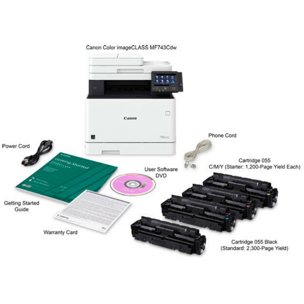 Canon imageCLASS MF740 MF743Cdw Laser Multifunction Printer-Color-Copier/Fax/Scanner-ppm Mono/28 ppm Color Print-600x600 dpi Print-Automatic Duplex Print-300 sheets Input-600 dpi Optical Scan-Color Fax-Wireless LAN-Near Field Communication (NFC)