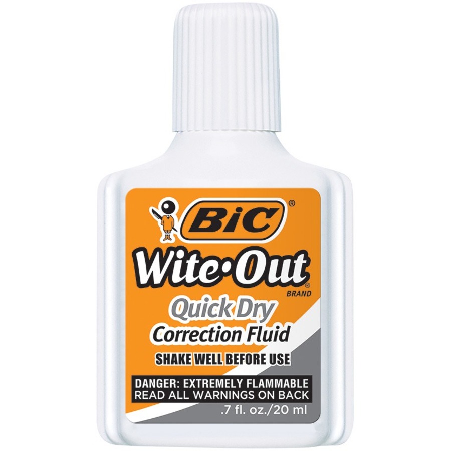 Wite-Out Correction Fluid - 20 mL - White - Quick Drying - 3 / Pack - Correction Fluids - BICWOFQD324WHI