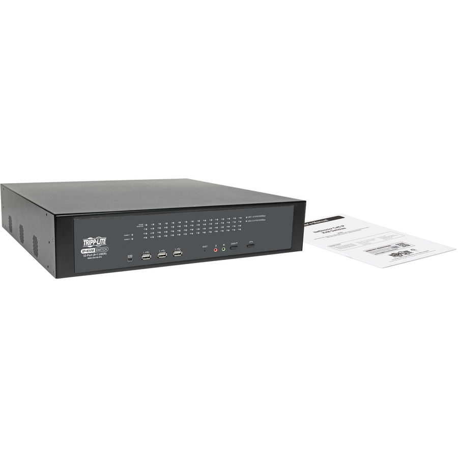 Tripp Lite B064-064-08-IPG 64-Port IP KVM Switch - 64 Computer(s) - 1 Local User(s) - 1 Remote User(s) - 1920 x 1200 - 67 x Network (RJ-45) - 6 x USB - 1 x DVI1 x VGA - Rack-mountable, Desktop - 1U - TAA Compliant