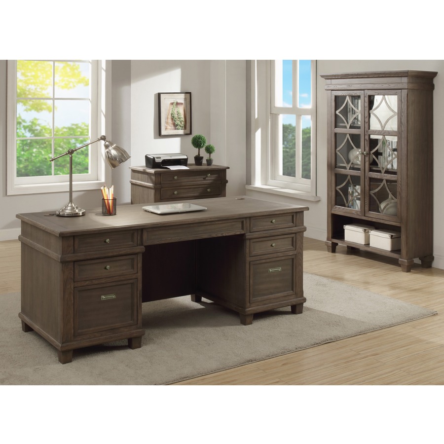 Martin Carson Lateral File - 2-Drawer - 2 x File Drawer(s) - Material: Veneer, Solid Lumber - Finish: Weathered Dove