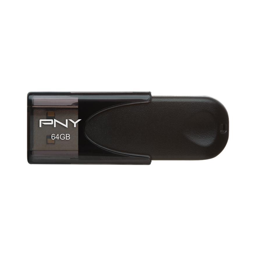 PNY 64GB Attach&eacute; 4 USB 2.0 Flash Drive - 64 GB - USB 2.0 - Black - 1 Year Warranty