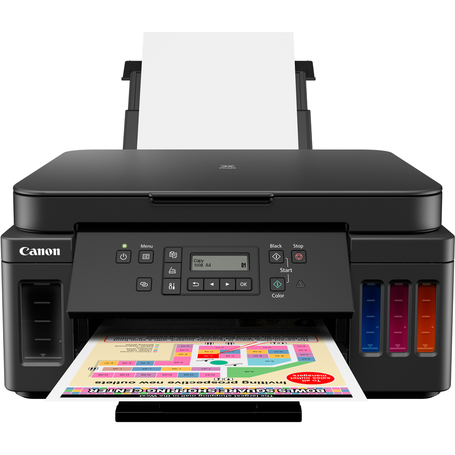 Canon PIXMA G G6020 Inkjet Multifunction Printer-Color-Copier/Scanner-4800x1200 dpi Print-Automatic Duplex Print-5000 Pages-350 sheets Input-Color Flatbed Scanner-1200 dpi Optical Scan-Wireless LAN-Wireless PictBridge-Mopria-Canon PRINT Business