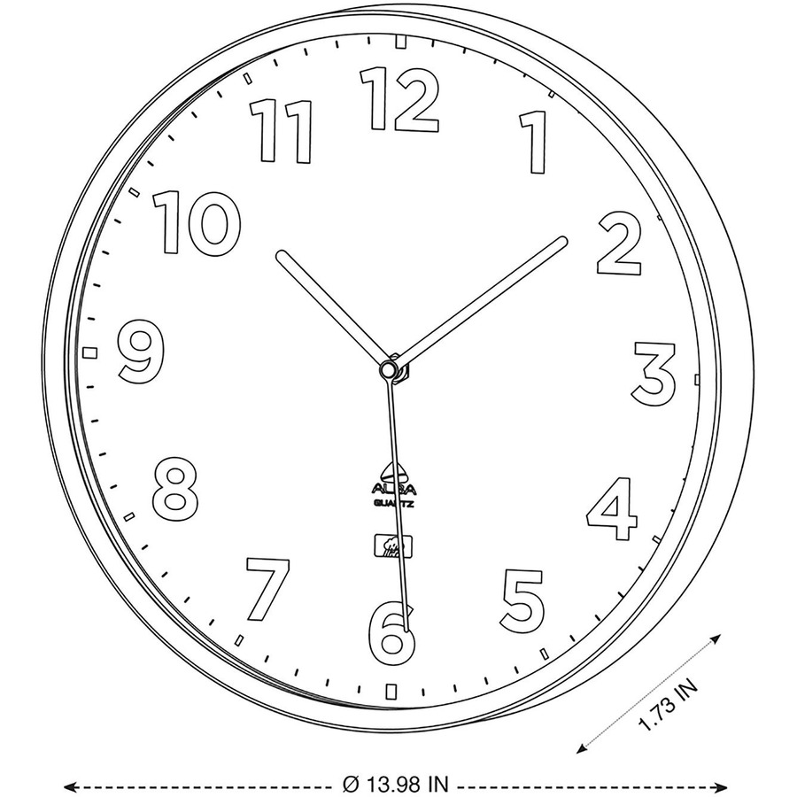 Alba Wall Clock - Analog - Quartz - Silver - Contemporary Style