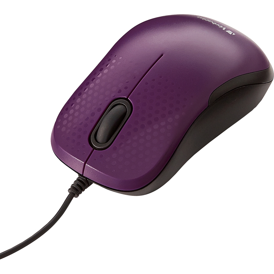 Verbatim Silent Corded Optical Mouse - Purple - Optical - Cable - Purple - USB - Scroll Wheel - 3 Button(s) = VER70235