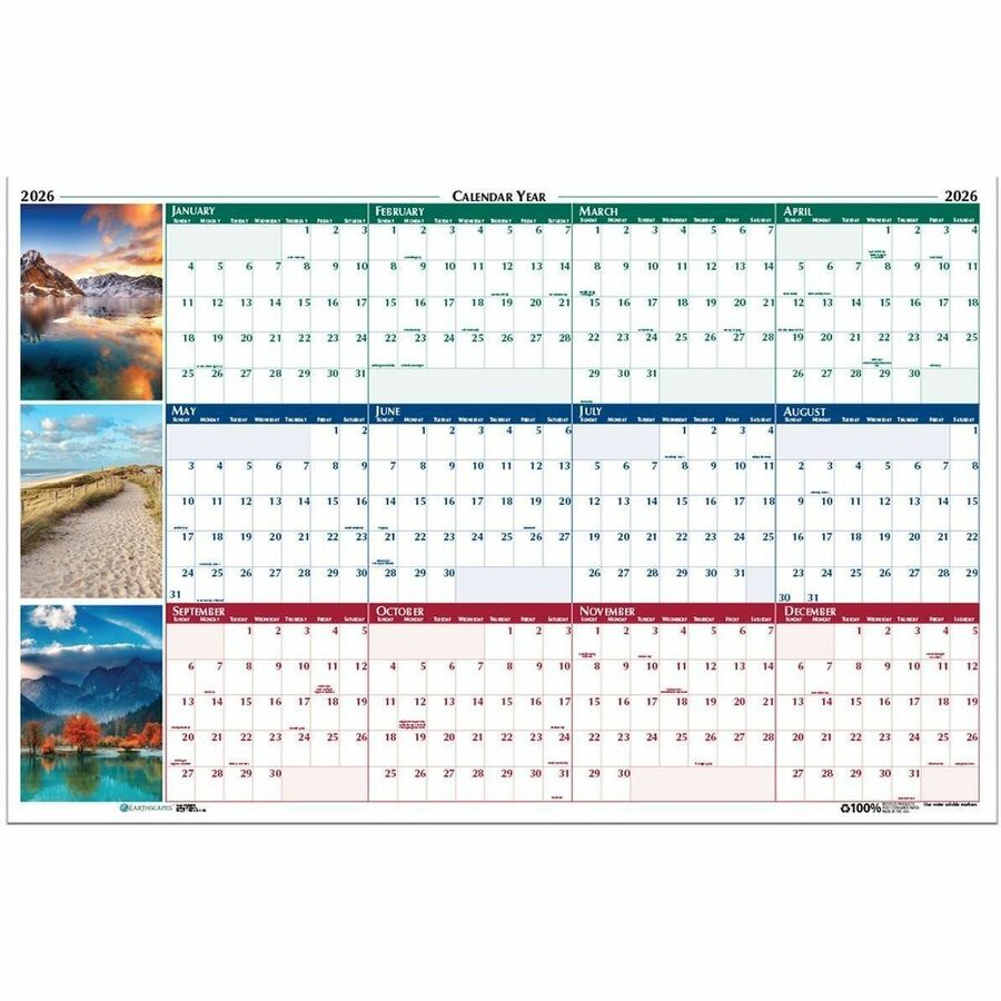 HouseofDoolittle House Of Doolittle 2025 Laminated Wipe Off Wall Calendar Earthscapes Scenic Reversible 24 X 37 Inches January December Hod393 25 - View #6