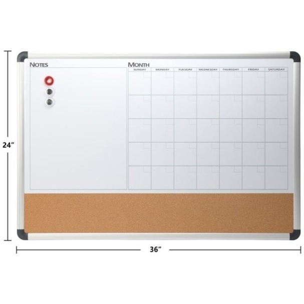 Foray Realspace™ DryErase Whiteboard/Cork Calendar Board, 24