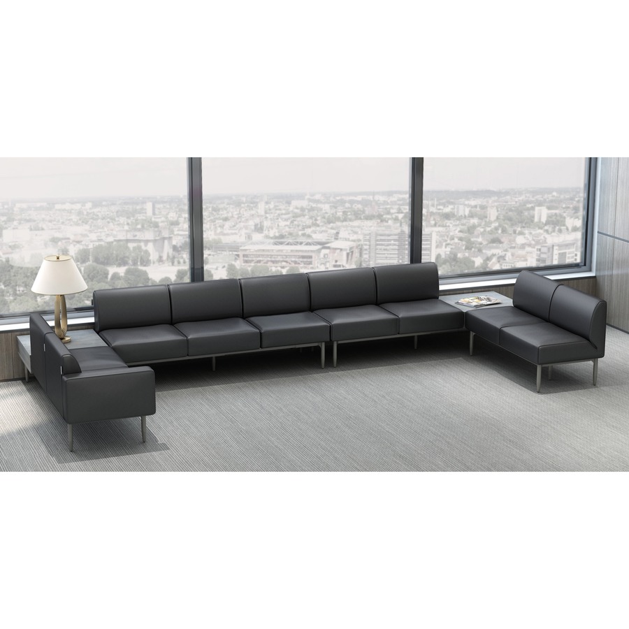 Lorell Contemporary Reception Collection Sofa Seat Armrest - Black - Polyurethane - 1 Each