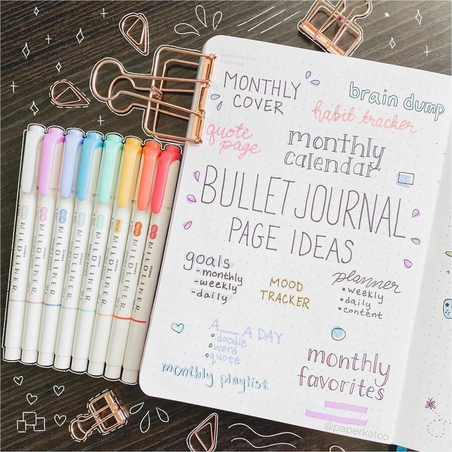 Zebra Bullet Journal Variety Pack, 7 Double Ended Markers, 7 Gel Pens, 14  Pieces