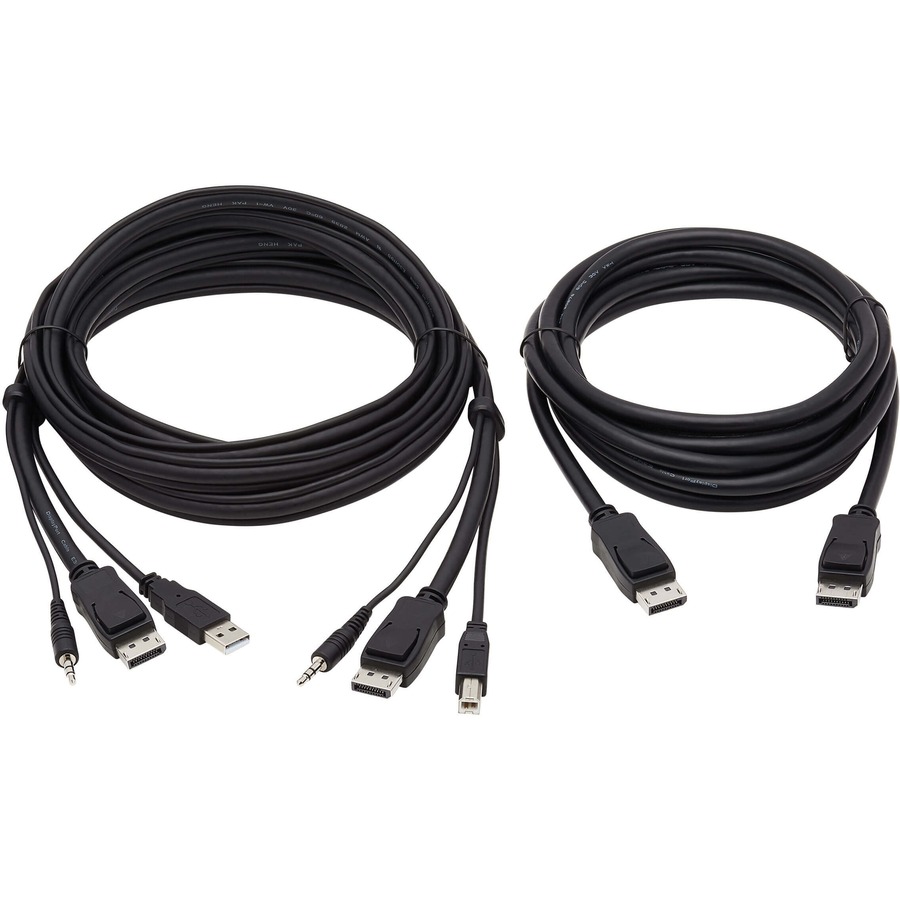 Tripp Lite by Eaton Dual DisplayPort KVM Cable Kit - DP USB 3.5 mm Audio (3xM/3xM) + DP (M/M) 4K 4:4:4 10 ft. (3.05 m) Black