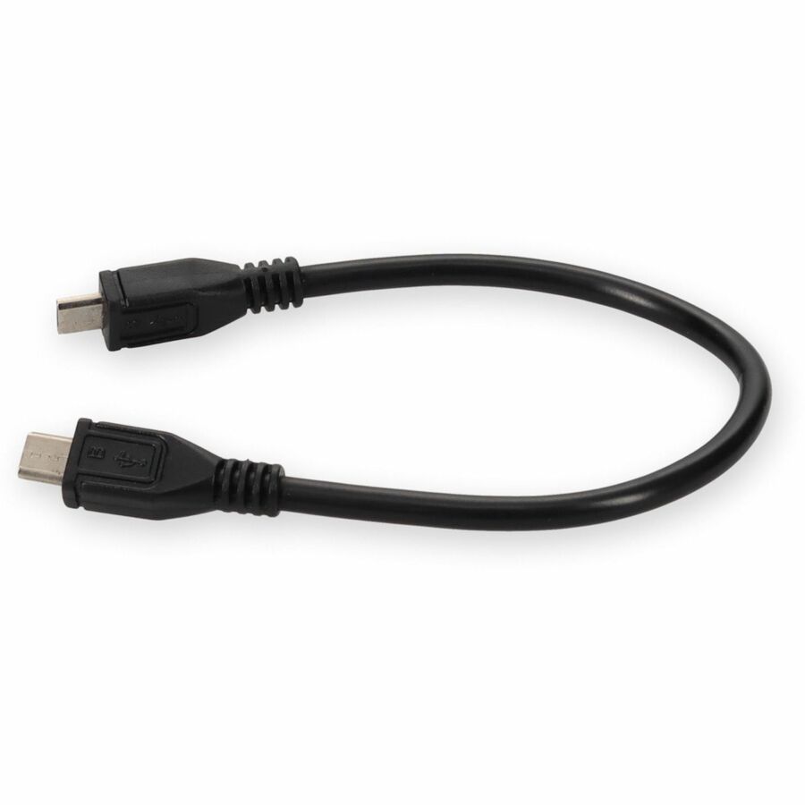 Black 1 ft Micro-USB 2.0 male to USB 2.0 female on-the-go cable — alternate view 1