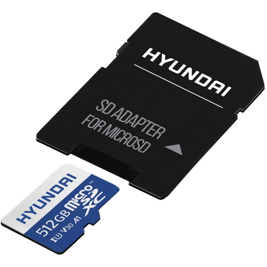 Hyundai 512GB microSDXC UHS-1 Memory Card with Adapter, 95MB/s (U3) 4K Video, Ultra HD, A1, V30