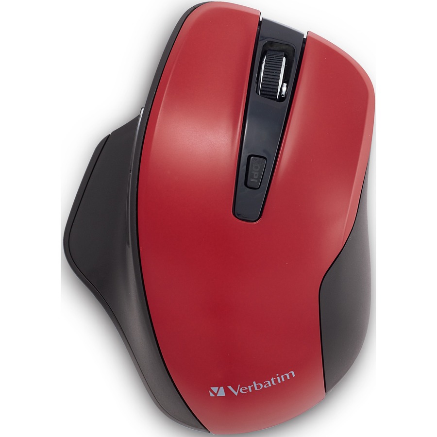 Verbatim Mouse - Blue LED/Optical - Wireless - Radio Frequency - 2.40 GHz - Red - USB - 1600 dpi - 6 Button(s) - 1 Each