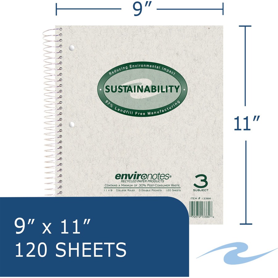 Picture of Roaring Spring Recycled 3-Subject Notebook
