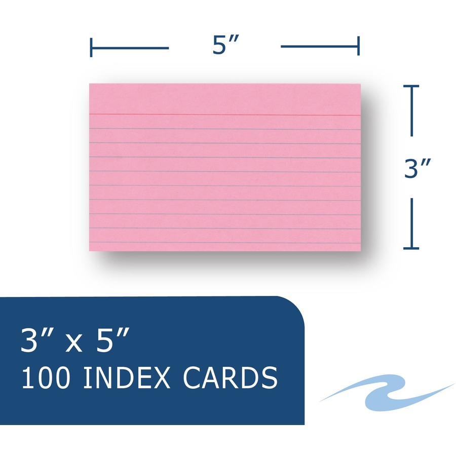 Roaring Spring Colored Index Cards - 100 Sheets - 200 Pages - Printed - Both Side Ruling Surface - 43 lb Basis Weight - 160 g/m² Grammage - 5" x 3" - 0.75" x 5" x 3" - Blue, Pink, Green, Canary Paper - 36 / Carton