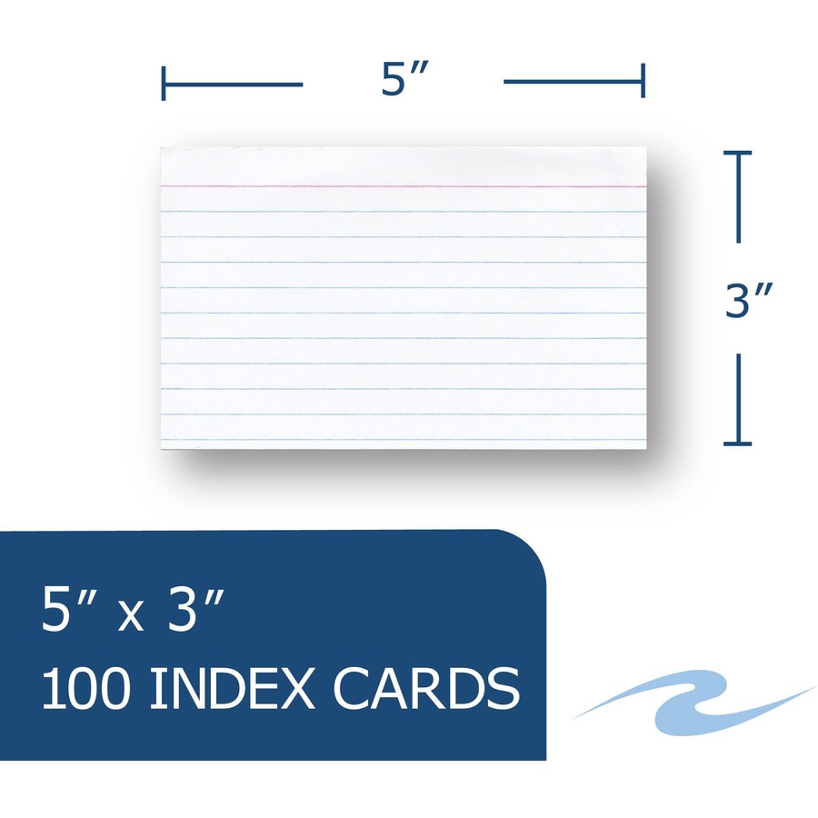 Roaring Spring EnviroNotes Index Cards - 100 Sheets - 200 Pages - Printed - Front Ruling Surface - 43 lb Basis Weight - 160 g/m² Grammage - 5" x 3" - 0.75" x 5" x 3" - White Paper - Recycled - 36 / Carton