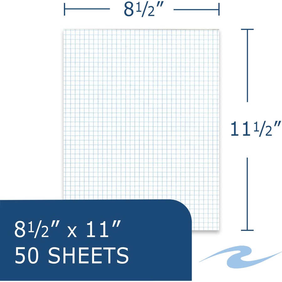 Roaring Spring 5x5 Graph Ruled Gummed Glue Top Legal Pads - 50 Sheets - 100 Pages - Printed - Glued - Both Side Ruling Surface - 15 lb Basis Weight - 56 g/m² Grammage - 11" x 8 1/2" - 0.25" x 8.5" x 11" - White Paper - Chipboard Cover - 72 / Carton