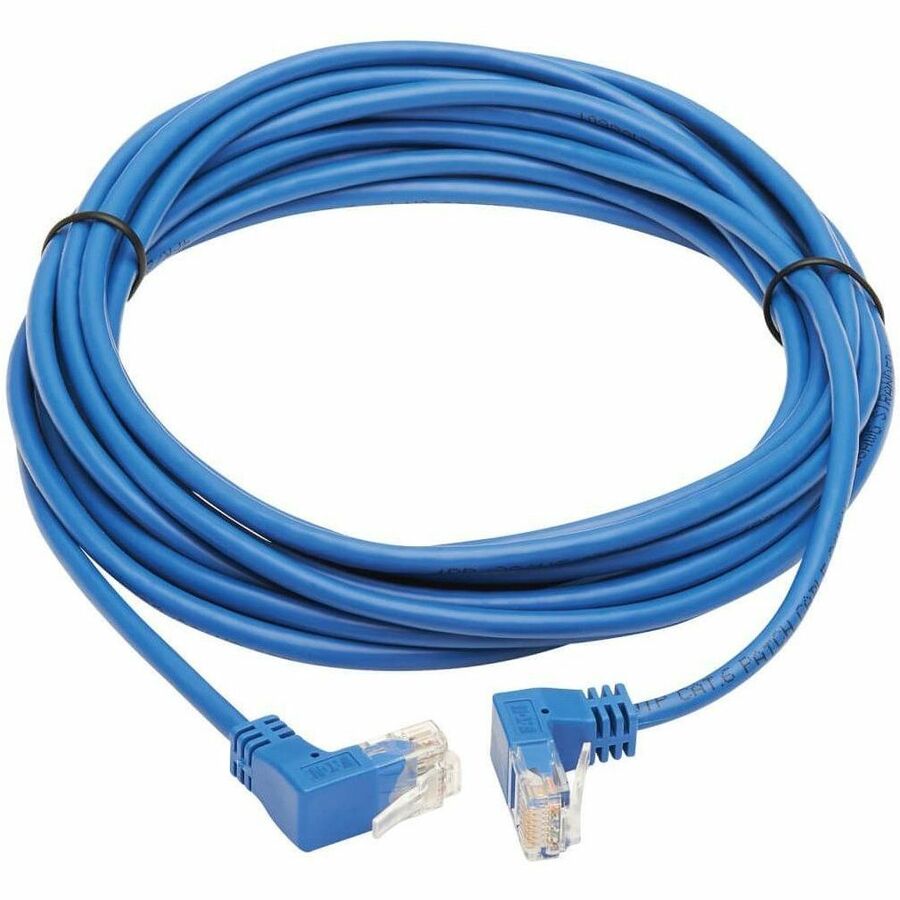 Eaton Tripp Lite Series Up/Down-Angle Cat6 Gigabit Molded Slim UTP Ethernet Cable (RJ45 Up-Angle M to RJ45 Down-Angle M), Blue, 20 ft. (6.09 m)