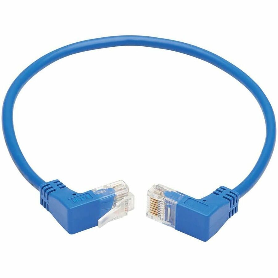 Eaton Tripp Lite Series Up/Down-Angle Cat6 Gigabit Molded Slim UTP Ethernet Cable (RJ45 Up-Angle M to RJ45 Down-Angle M), Blue, 1 ft. (0.31 m)