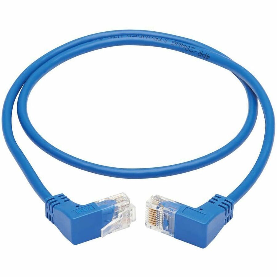 Eaton Tripp Lite Series Up/Down-Angle Cat6 Gigabit Molded Slim UTP Ethernet Cable (RJ45 Up-Angle M to RJ45 Down-Angle M), Blue, 3 ft. (0.91 m)