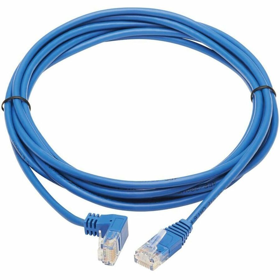 Eaton Tripp Lite Series Down-Angle Cat6 Gigabit Molded Slim UTP Ethernet Cable (RJ45 Right-Angle Down M to RJ45 M), Blue, 10 ft. (3.05 m)