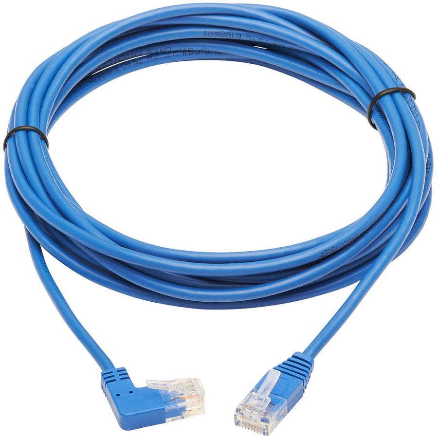 Eaton Tripp Lite Series Right-Angle Cat6 Gigabit Molded Slim UTP Ethernet Cable (RJ45 Right-Angle M to RJ45 M), Blue, 15 ft. (4.57 m)
