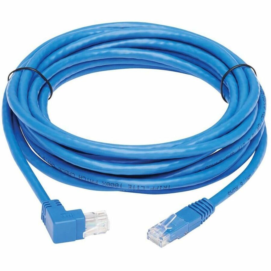 Eaton Tripp Lite Series Up-Angle Cat6 Gigabit Molded UTP Ethernet Cable (RJ45 Right-Angle Up M to RJ45 M), Blue, 15 ft. (4.57 m)