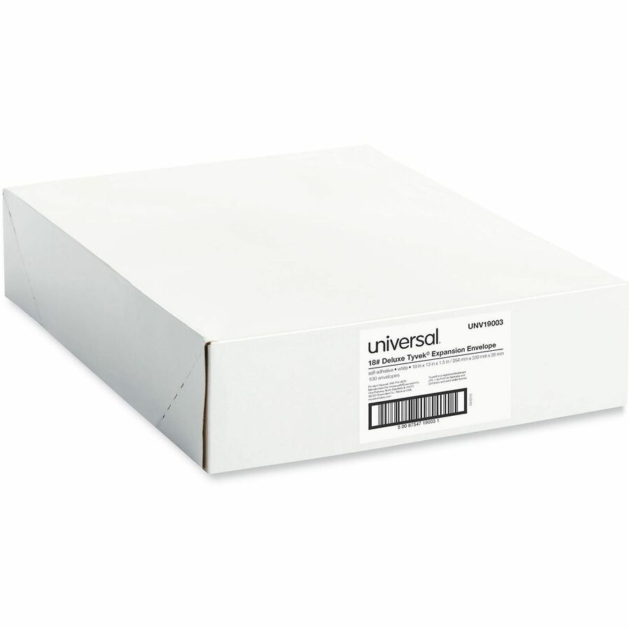 Universal Envelope - Catalog - #13 1/2 - 18 lb - Self Adhesive - White - Tyvek - 100 / Box