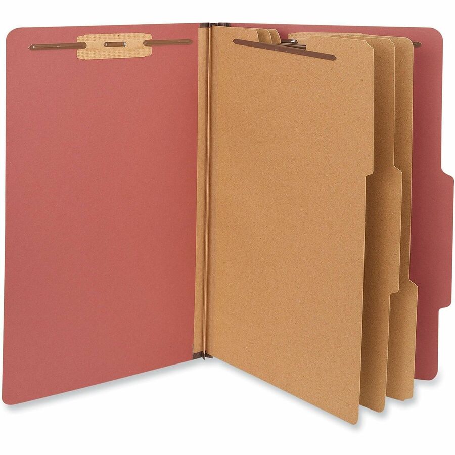 Universal 2/5 Tab Cut Legal Classification Folder - 8 1/2" x 14" - 3" Expansion - 8 Fastener(s) - 2" Fastener Capacity - Top Tab Location - Right of Center Tab Position - 3 Divider(s) - Red - 10 Box