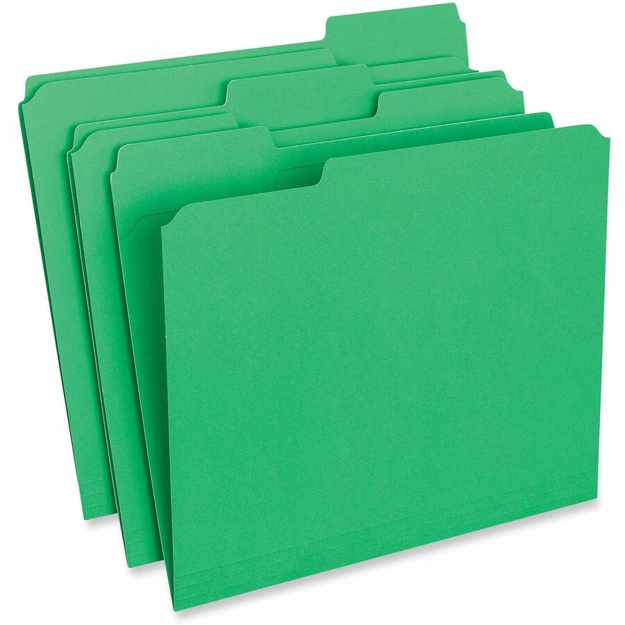 Universal 1/3 Tab Cut Letter Top Tab File Folder - 8 1/2" x 11" - 1" Expansion - Assorted Tab Position - 11 pt. - Stock - 100 Box