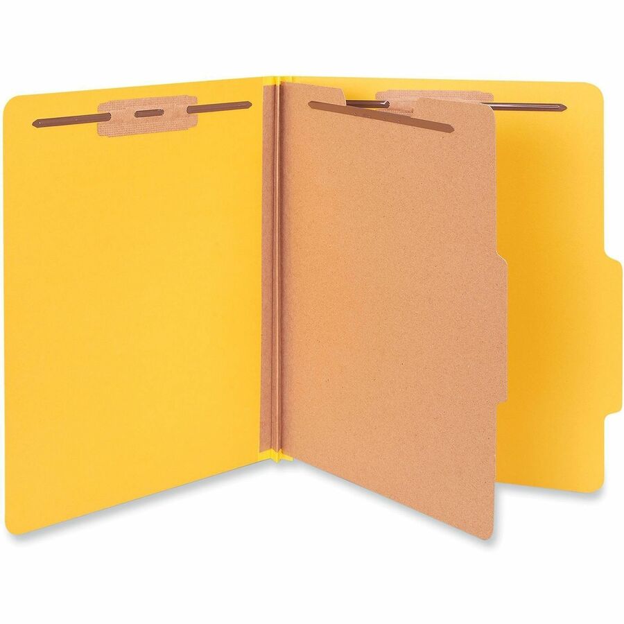 Universal 2/5 Tab Cut Letter Classification Folder - 8 1/2" x 11" - 2" Expansion - 4 Fastener(s) - 2" Fastener Capacity - Top Tab Location - Right of Center Tab Position - 1 Divider(s) - Yellow - 10 Box