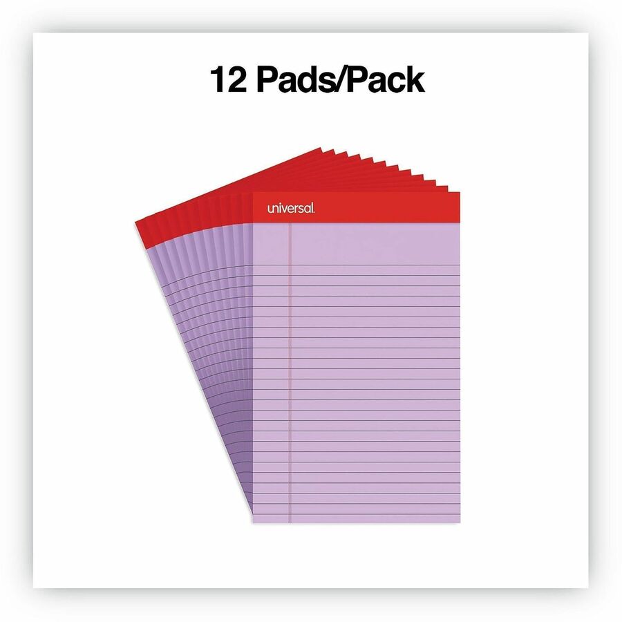 Universal Notepad - 1 Subject(s) - 50 Sheets - Tape Bound - Narrow Ruled Front Ruling - 16 lb Basis Weight - 8" Height x 5" Width - Orchid Paper - Chipboard Cover - 1 Dozen