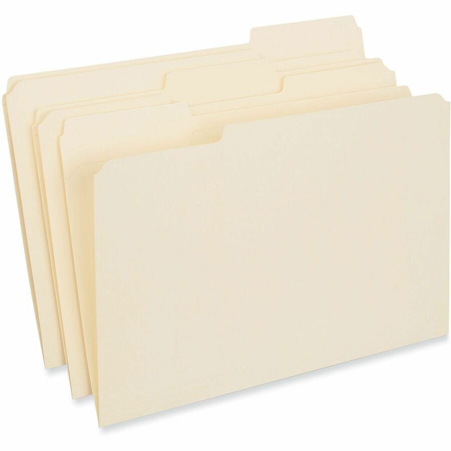Universal 1/3 Tab Cut Legal Top Tab File Folder - 8 1/2" x 14" - 3/4" Expansion - Assorted Tab Position - 11 pt. - Manila - 100 Box