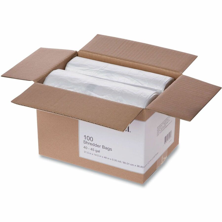 Universal Shredder Bag - 45 gal - 48" Height x 26" Width x 18" Depth - High-density Polyethylene (HDPE) Resin - Clear - 100 / Box