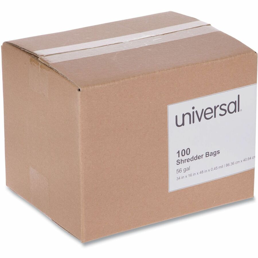 Universal Shredder Bag - 56 gal - 48" Height x 34" Width x 16" Depth - High-density Polyethylene (HDPE) Resin - Clear - 100 / Box