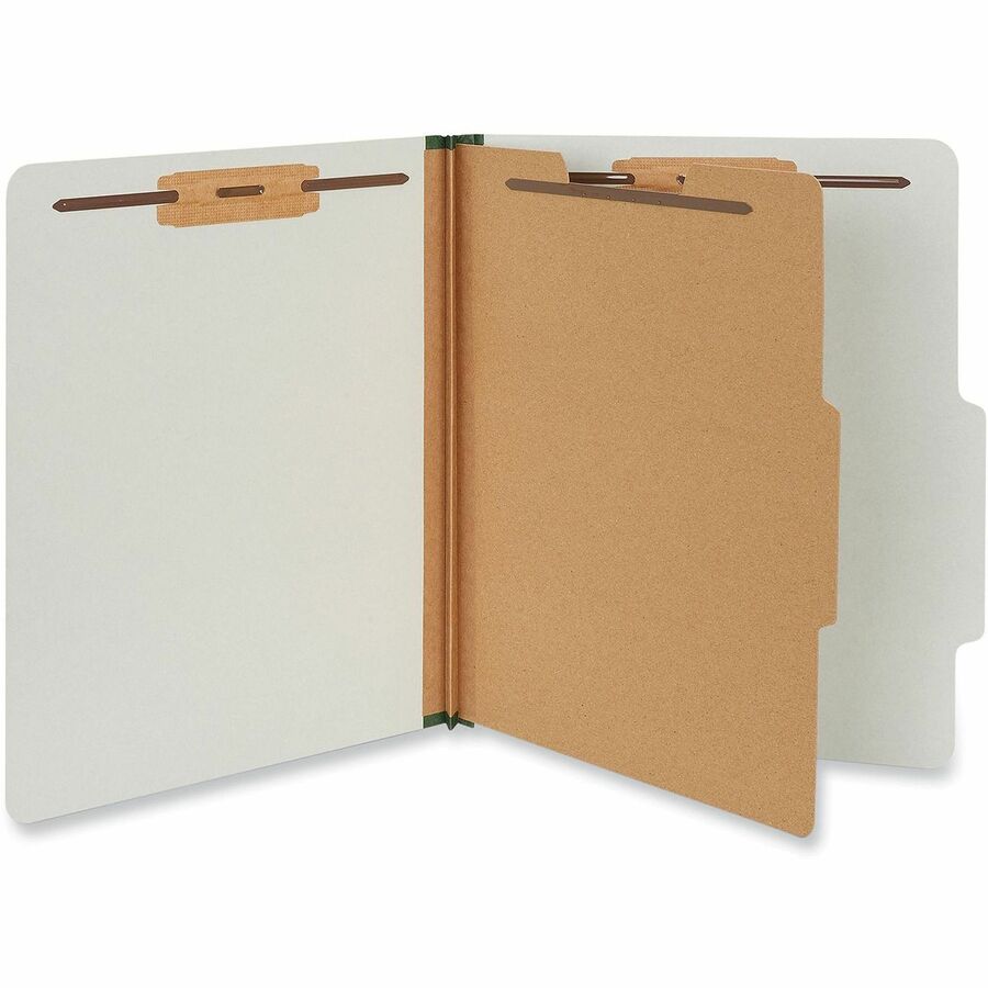 Universal 2/5 Tab Cut Letter Classification Folder - 8 1/2" x 11" - 2" Expansion - 4 Fastener(s) - 2" Fastener Capacity - Top Tab Location - Right of Center Tab Position - 1 Divider(s) - Gray - 10 Box