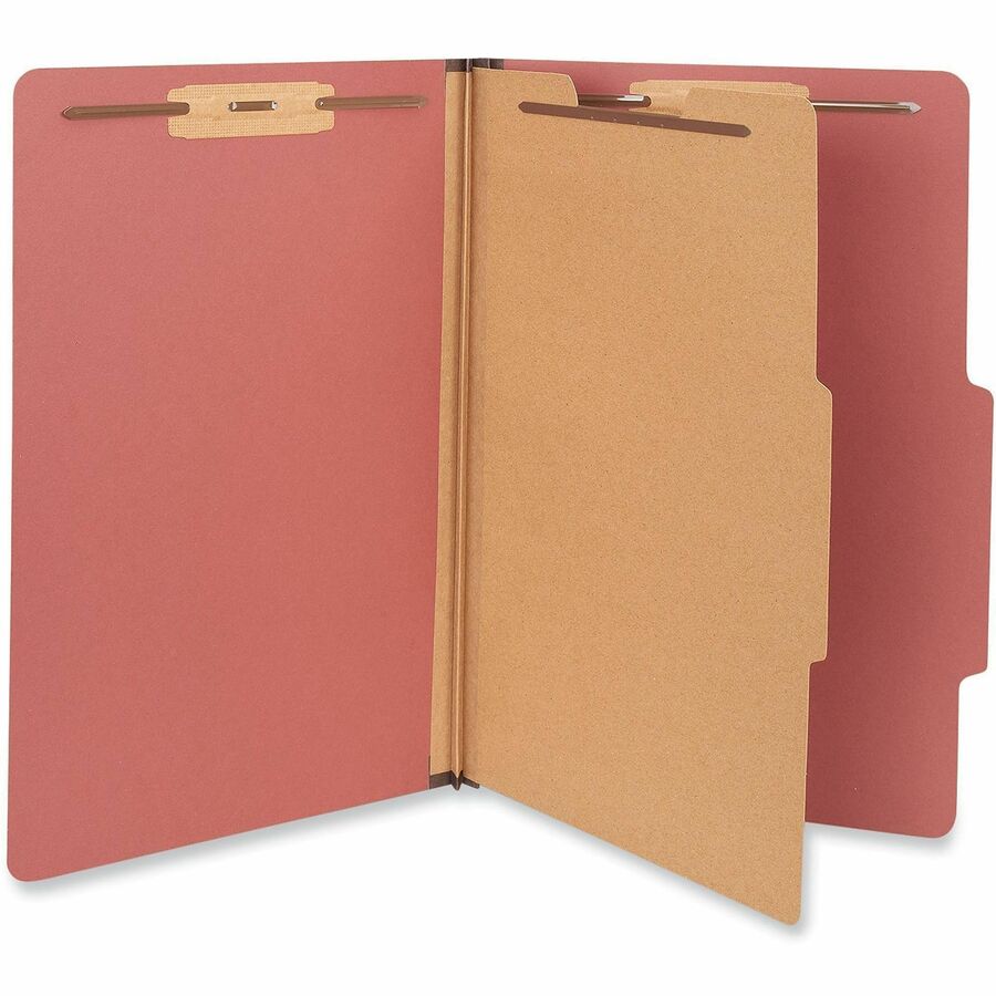 Universal 2/5 Tab Cut Legal Classification Folder - 8 1/2" x 14" - 2" Expansion - 4 Fastener(s) - 2" Fastener Capacity - Top Tab Location - Right of Center Tab Position - 1 Divider(s) - Red - 10 Box
