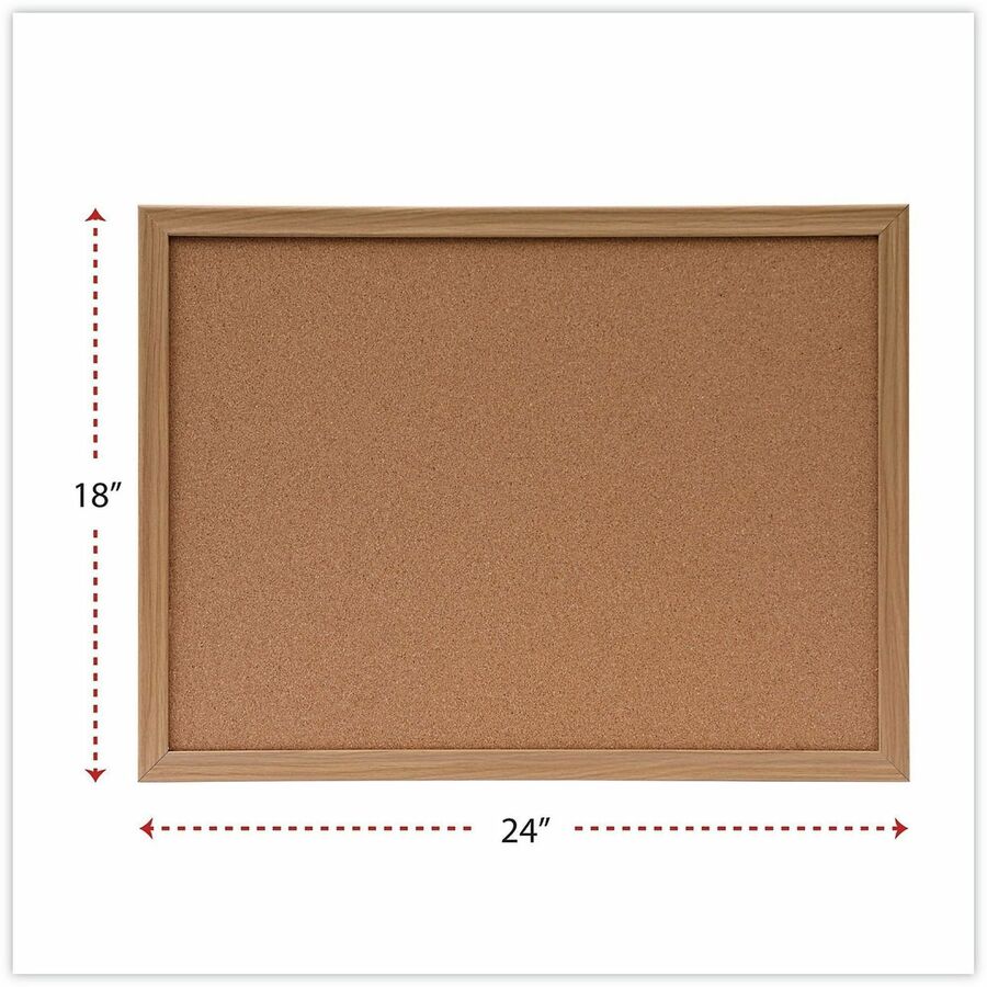 Universal Bulletin Board - 18" Board Height x 24" Board Width - Tan Natural Cork Surface - Self-healing, Corner, Durable - Oak Wood Frame - 1 / Each