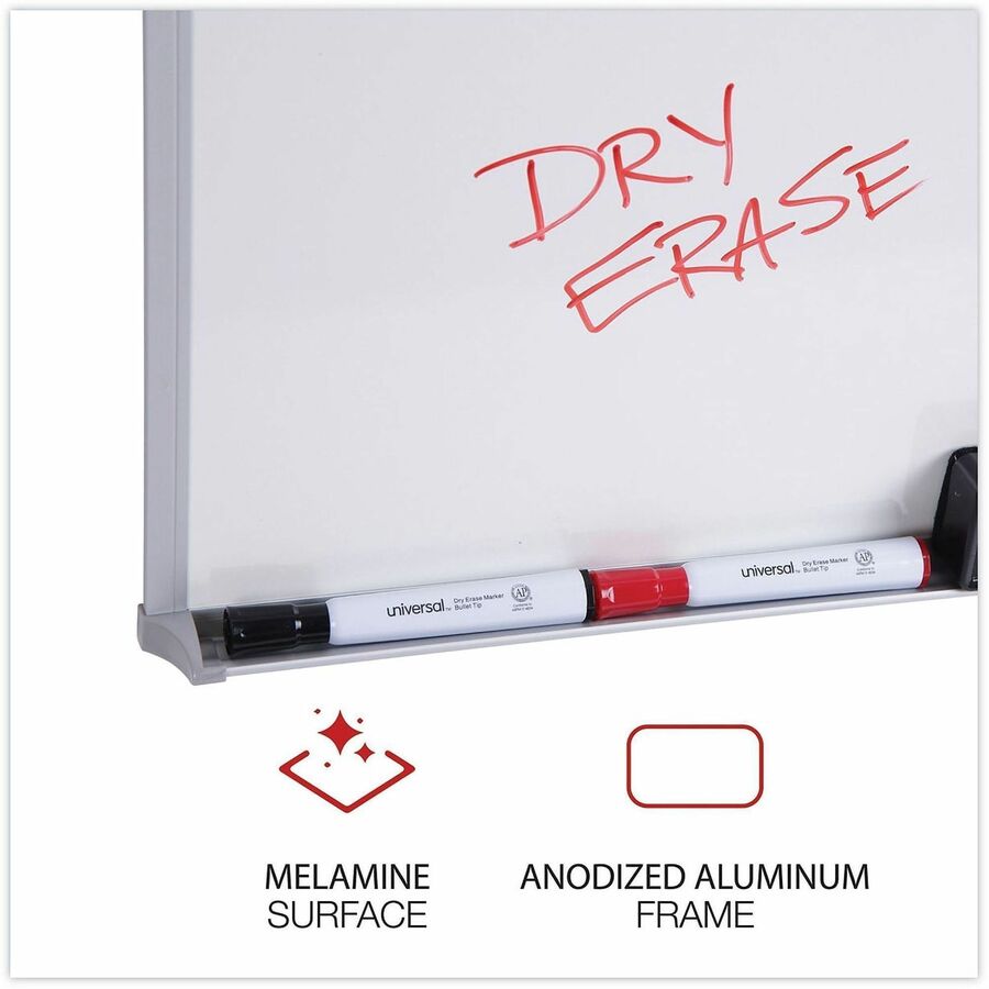 Universal Dry Erase Board - 24" (2 ft) Width x 18" (1.5 ft) Height - White Melamine Surface - Anodized Aluminum Frame - 1 Each