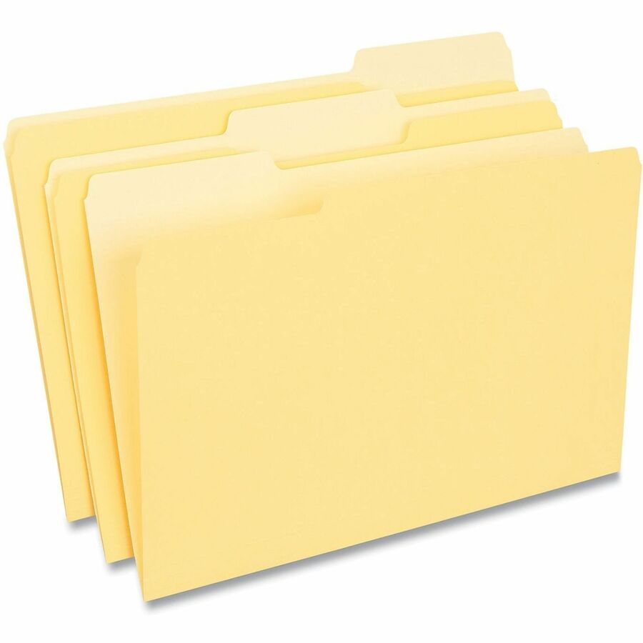 Universal 1/3 Tab Cut Legal Top Tab File Folder - 8 1/2" x 14" - Assorted Tab Position - 11 pt. - Stock - 100 Box