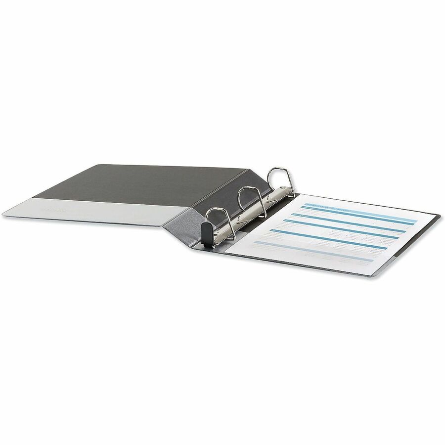 Universal Deluxe Easy-to-Open D-Ring View Binder, 3 Rings, 1.5" Capacity, 11 x 8.5, Black - 1 1/2" Binder Capacity - Letter - 8 1/2" x 11" Sheet Size - 400 Sheet Capacity - 3 Ring(s) - Fastener(s): Ring - Pocket(s): 2, Inside Front & Back - Polypropylene 