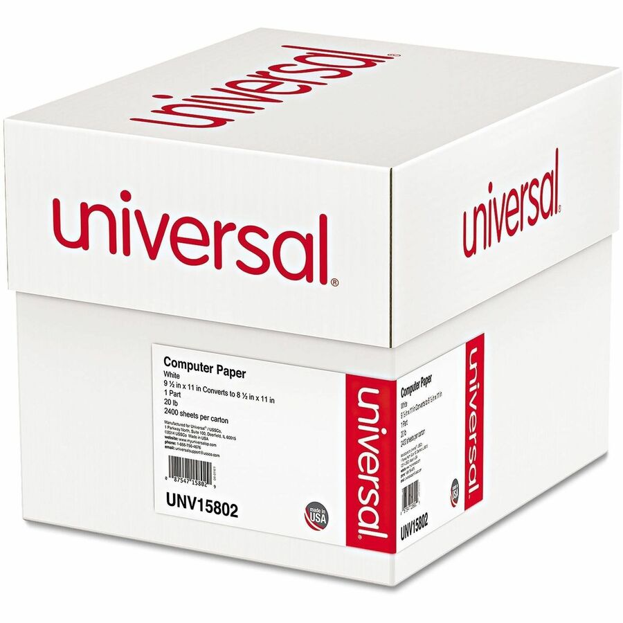 Universal Continuous Paper - 92 Brightness - 20 lb Basis Weight - White - 2400 Sheets - 2400 / Carton