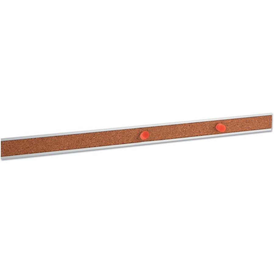 Universal Bulletin Board - 1" Board Height x 18" Board Width - Brown Cork Surface - Self-healing, Easy Installation - Silver Aluminum Frame - 1" Height x 18" Width - 1 Each