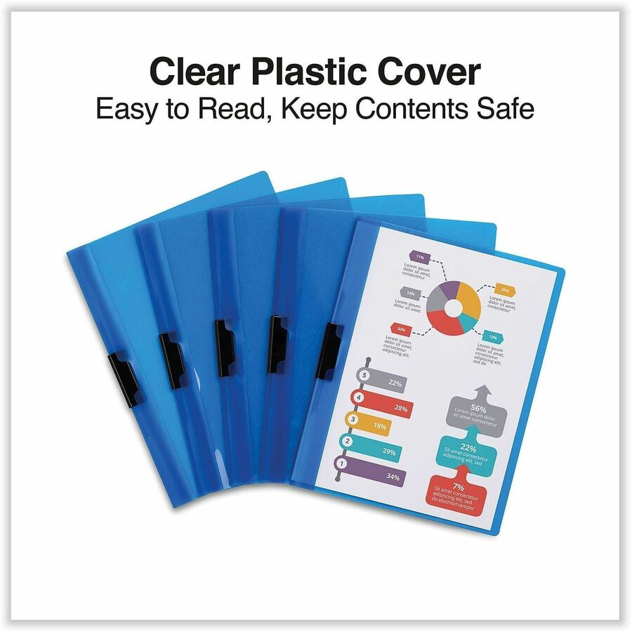 Universal Report Cover - 8 1/2" x 11" - 30 Sheets Capacity - 1 x Clip Fastener(s) - Unpunched - 5 Pack