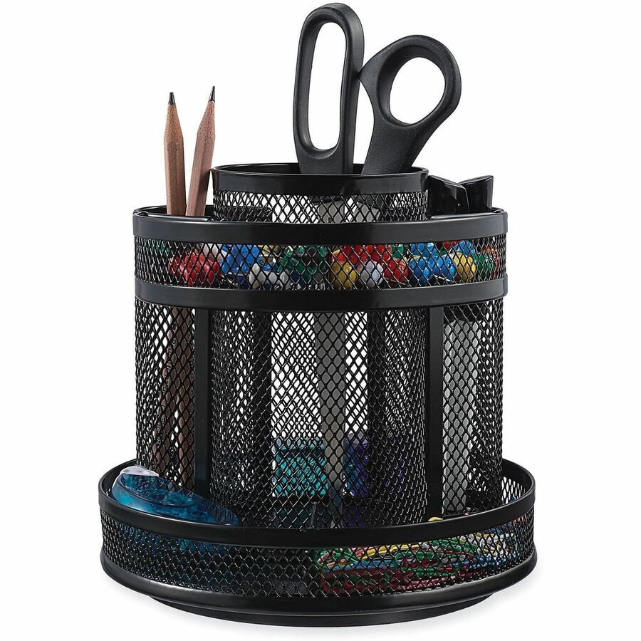 Universal Desktop Organizer - 8 Compartment(s) - 6.13" Height - Black - Metal Mesh - 1 Each