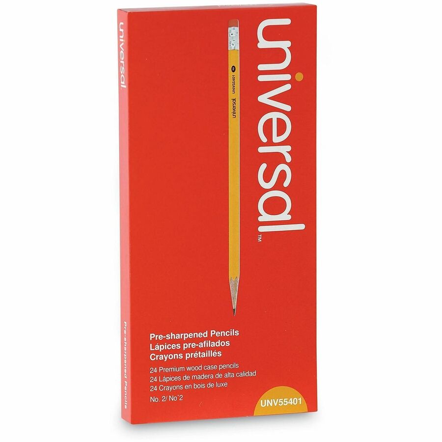 Universal Wood Pencil - Black Lead - #2, HB - Yellow Wood Barrel - 24 / Pack