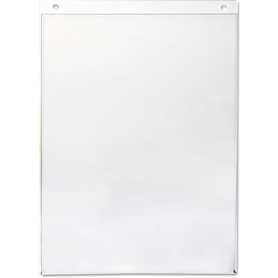 Universal Sign Holder - Rectangular Shape - Wall Mountable - Top Loading, Durable, Pre-drilled - Signage - Plastic - Clear, Clear - 2 / Pack